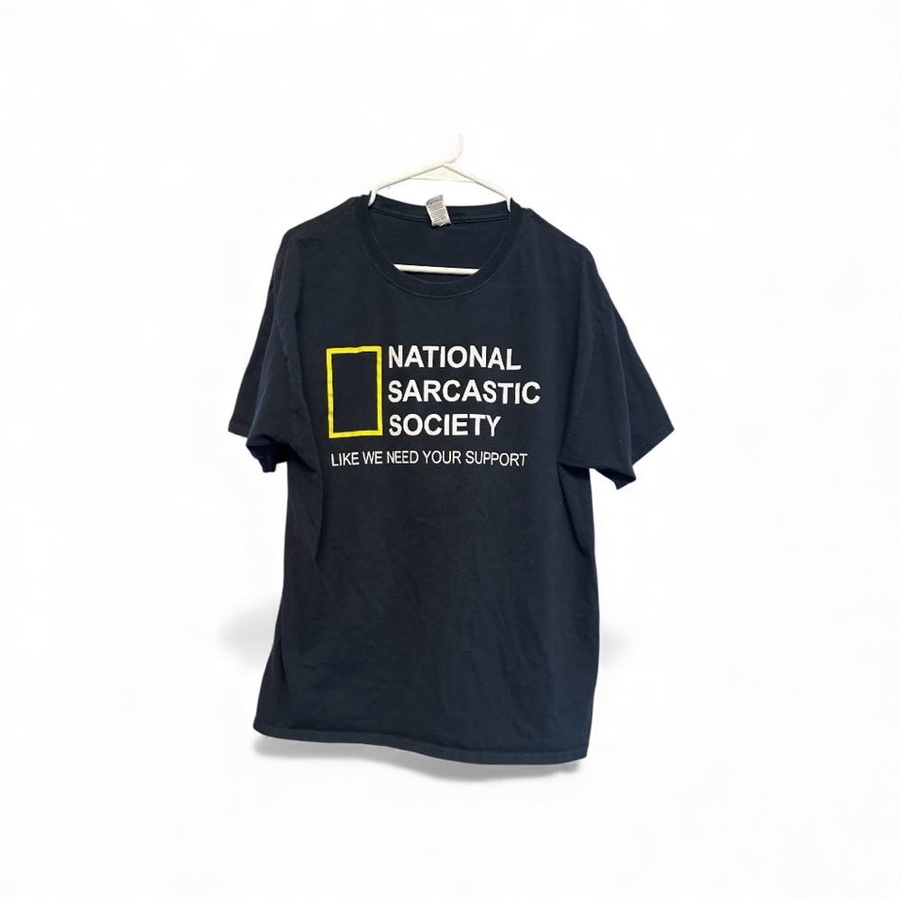 Y2K Mall Goth Vibes “National Sarcastic Society” Black Tee Size Large